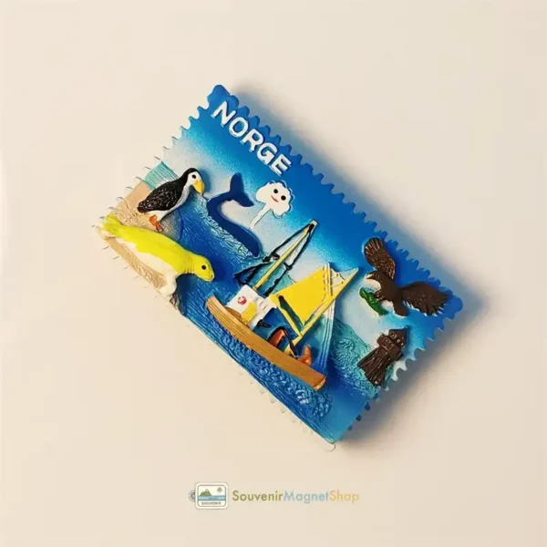 Norway maritime wildlife fridge magnet right view.