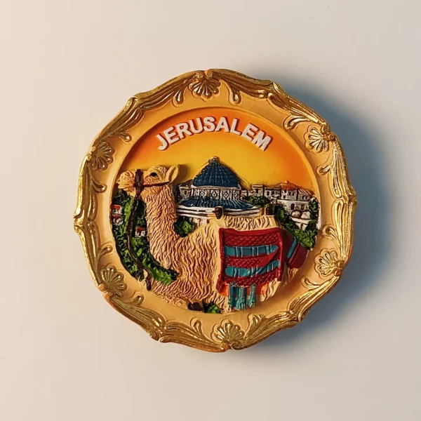 Palestine Jerusalem Dome of the Rock camel fridge magnet front view
