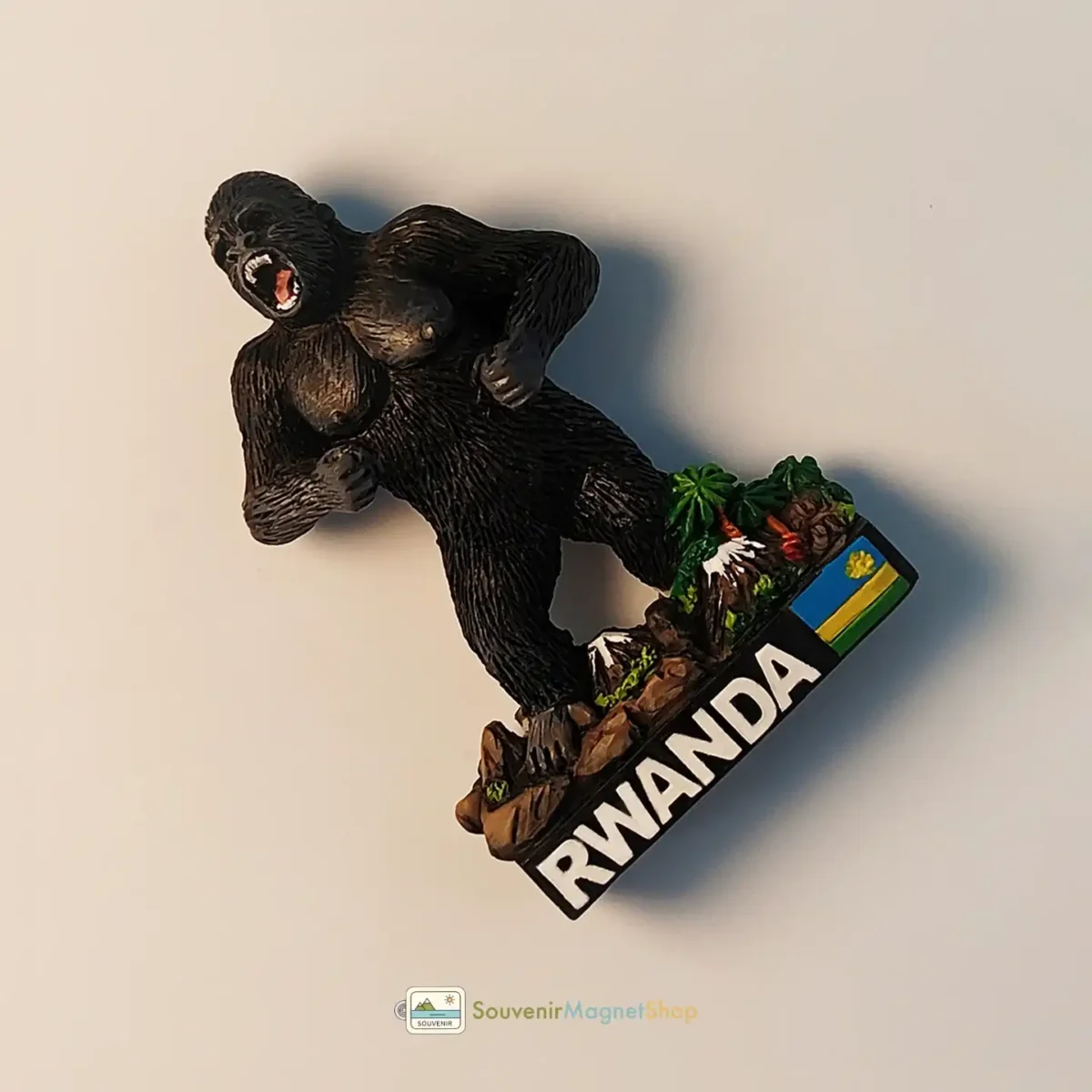 Rwanda gorilla fridge magnet left view