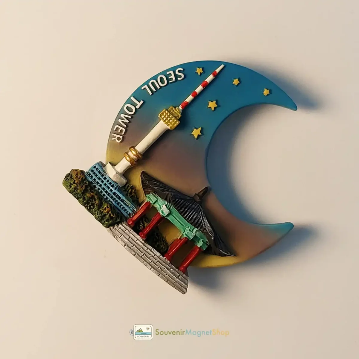 South Korea Seoul Tower crescent moon fridge magnet right view