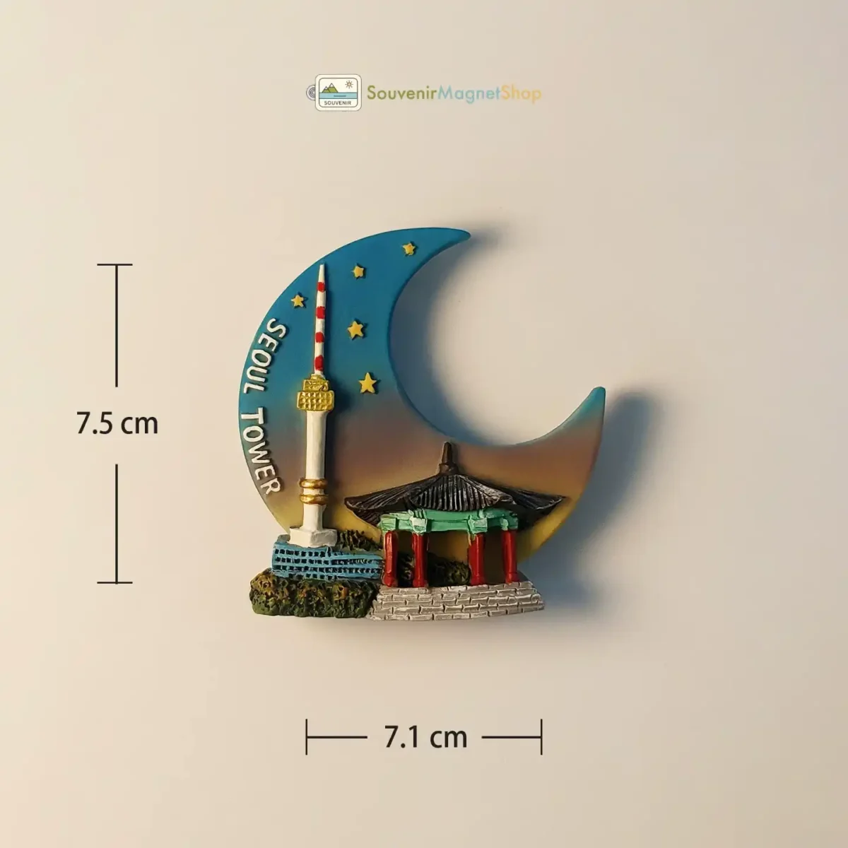 South Korea Seoul Tower crescent moon fridge magnet size view