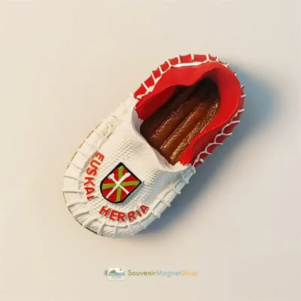 Spain Basque Country traditional footwear Basque flag fridge magnet right view