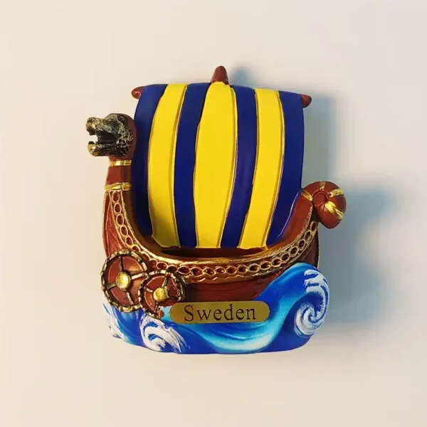 Sweden Viking Ship fridge magnet front view.