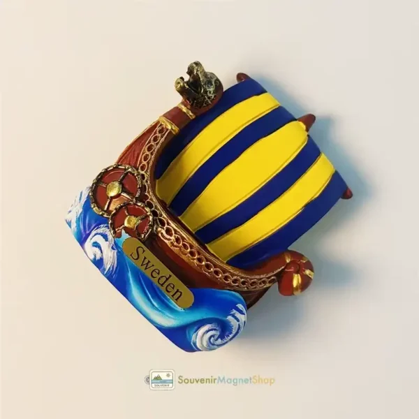Sweden Viking Ship fridge magnet right side view.