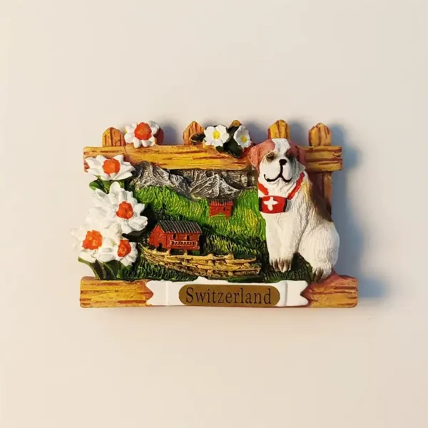 Switzerland Alpine Saint Bernard fridge magnet front view