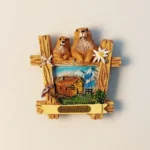 Switzerland Alps Edelweiss and Marmot fridge magnet front view.