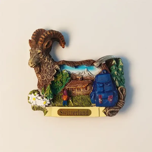 Switzerland Alps ibex fridge magnet front view