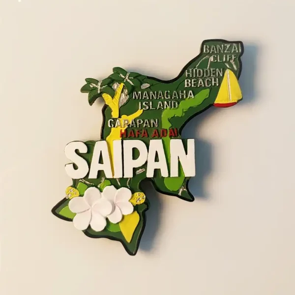 United States Saipan Island Map fridge magnet front view