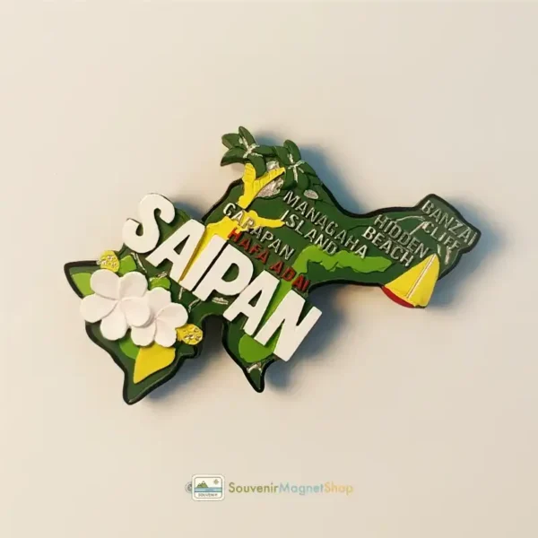 United States Saipan Island Map fridge magnet right view