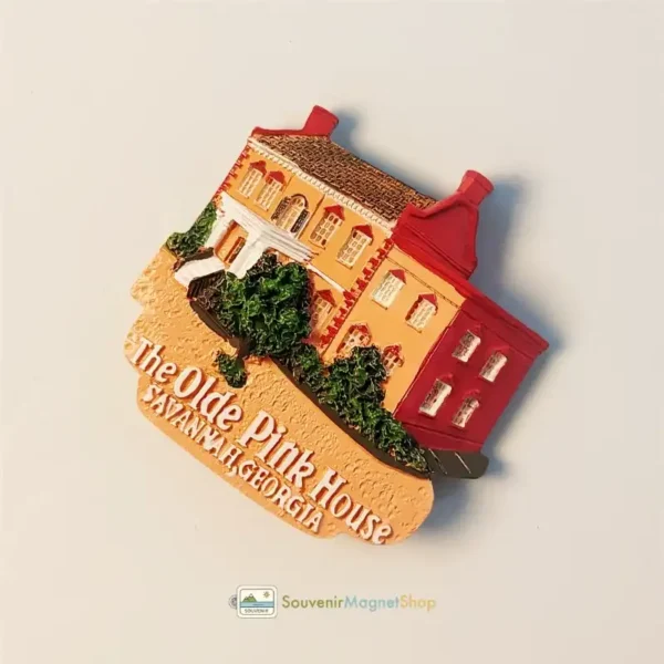 USA Savannah Olde Pink House fridge magnet right view.