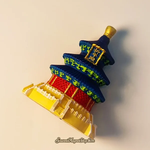 Artistic 3D travel gift magnet of the Temple of Heaven's Hall of Prayer for Good Harvests, ideal for collectors and travelers.