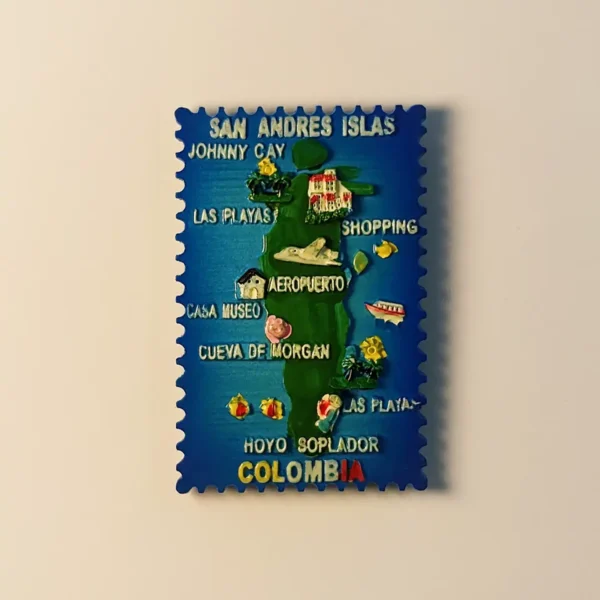 Colombia San Andrés Islas map fridge magnet front view