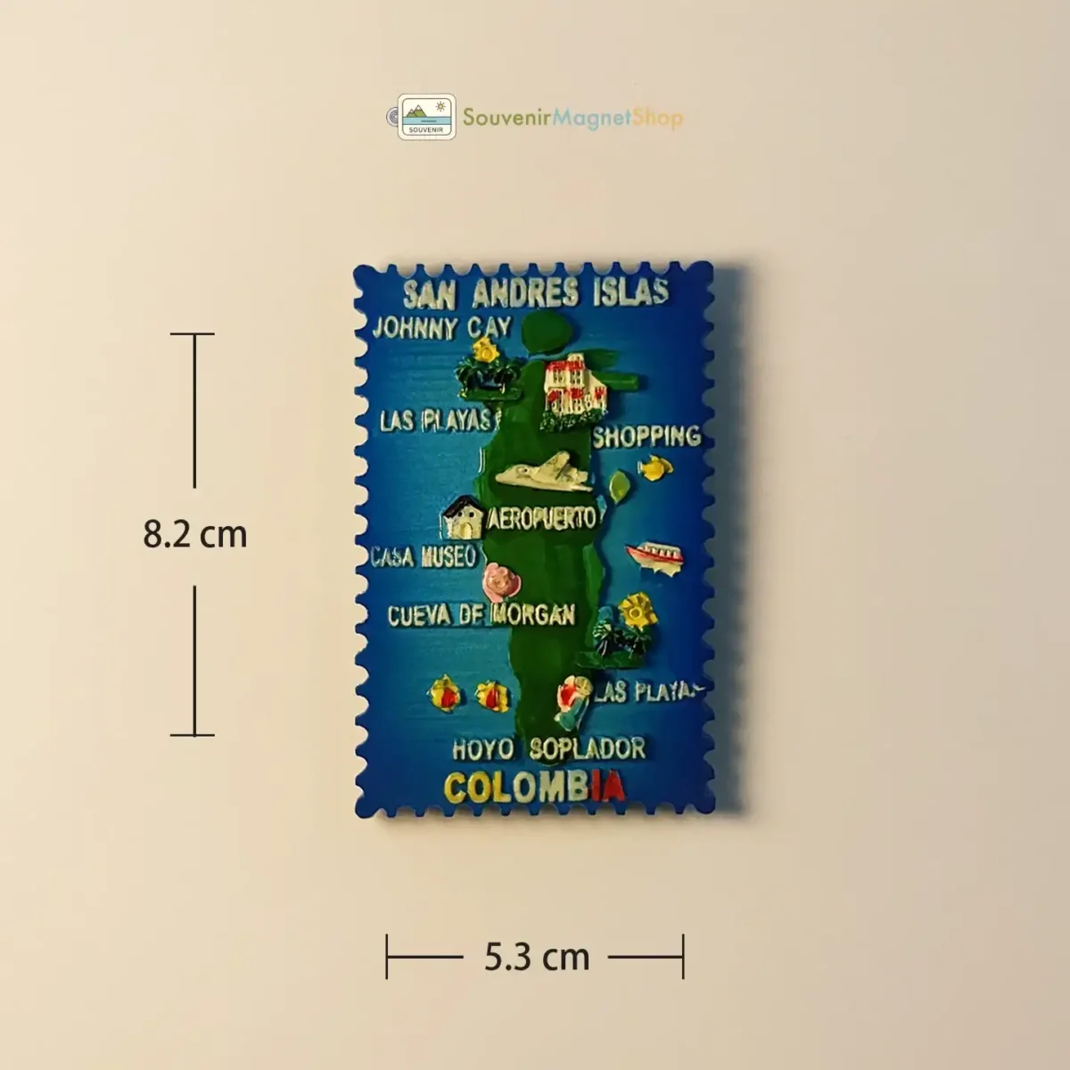 Colombia San Andrés Islas map fridge magnet size view