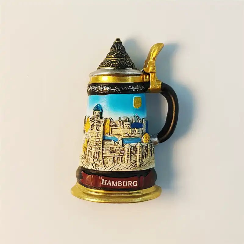 hamburg-beer-stein-fridge-magnet-front Hamburg Beer Stein 3D fridge magnet front view - Premium travel souvenir