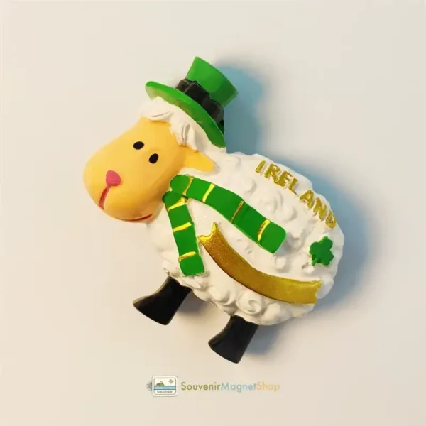 Ireland shamrock sheep fridge magnet angled right view