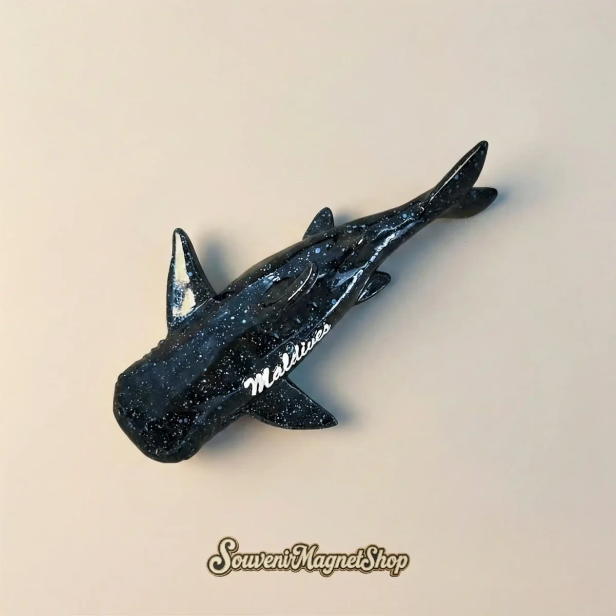 Side view of Whale Shark magnet showing 3D stereoscopic relief and intricate textures