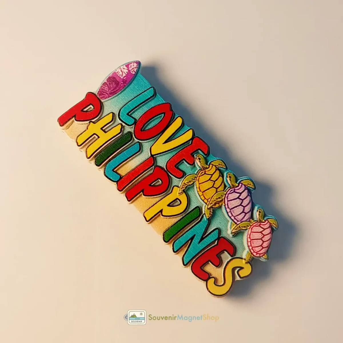 Philippines Love Sea Turtles magnet highlighting the intricate hand-painted color transitions