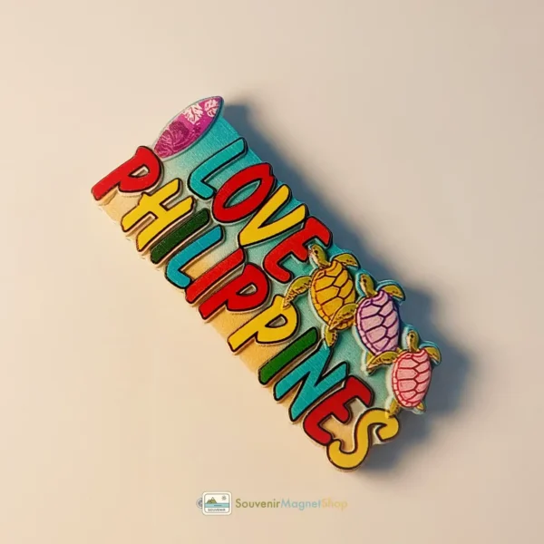 Philippines Love Sea Turtles magnet highlighting the intricate hand-painted color transitions
