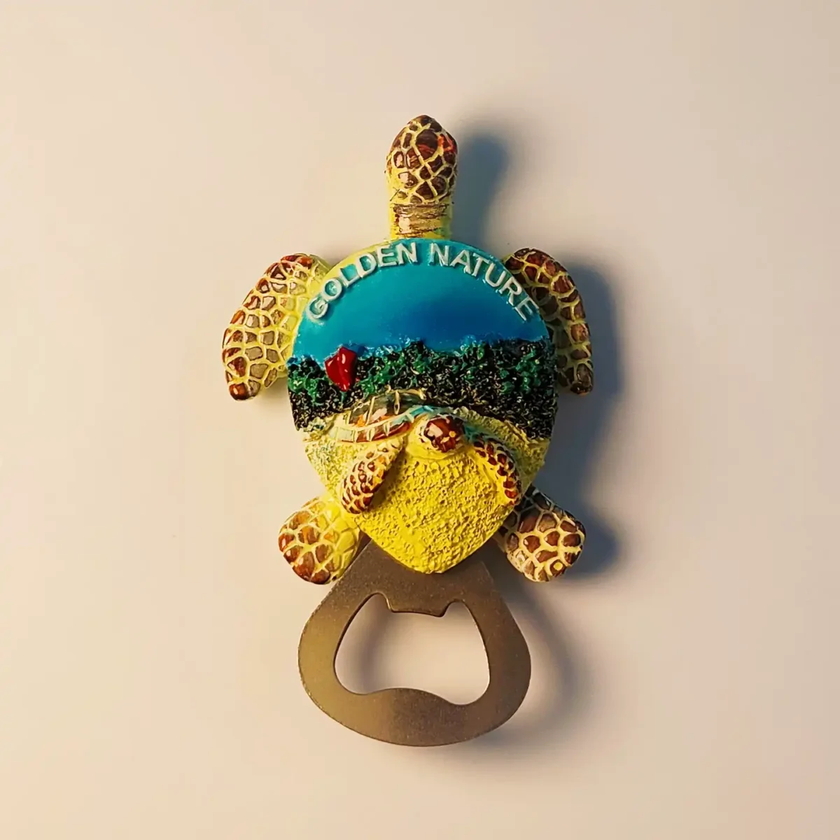 Thailand Sea Turtle 3D bottle opener fridge magnet front view - Phuket Samui travel souvenir