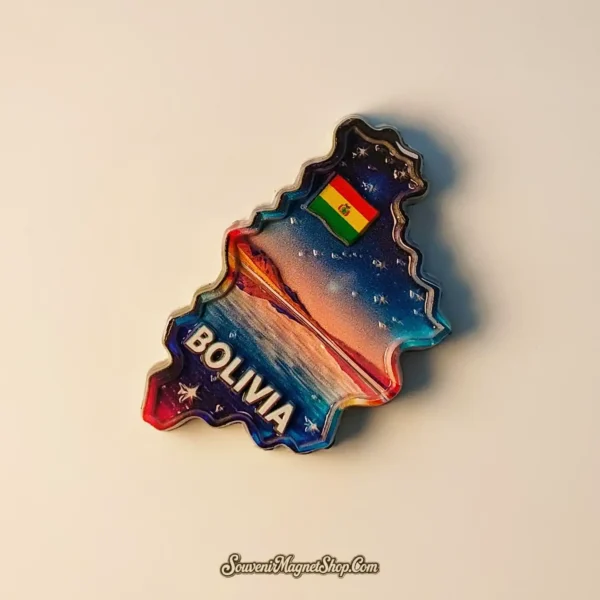 Bolivia Salar de Uyuni 'Mirror of the Sky' night scene travel gift magnet, ideal for travelers and collectors, featuring unique artwork.