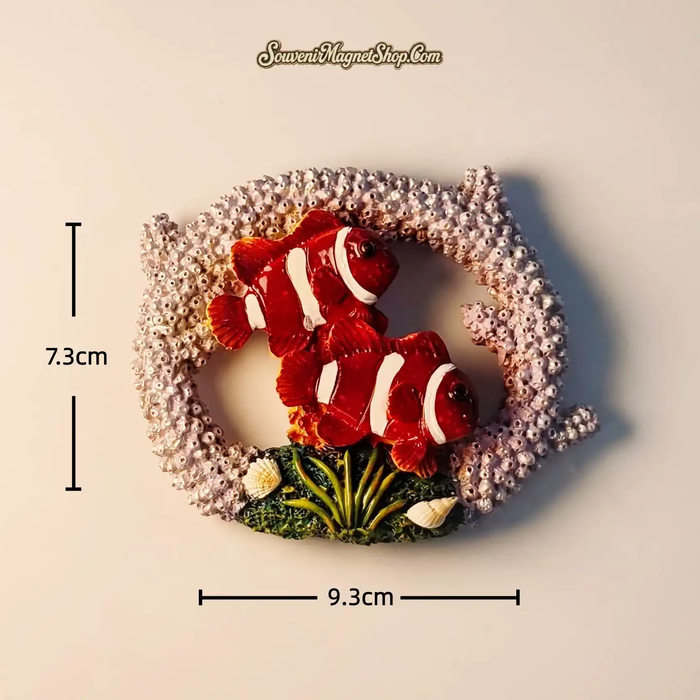 Burgundy hollow coral reef clownfish souvenir fridge magnet