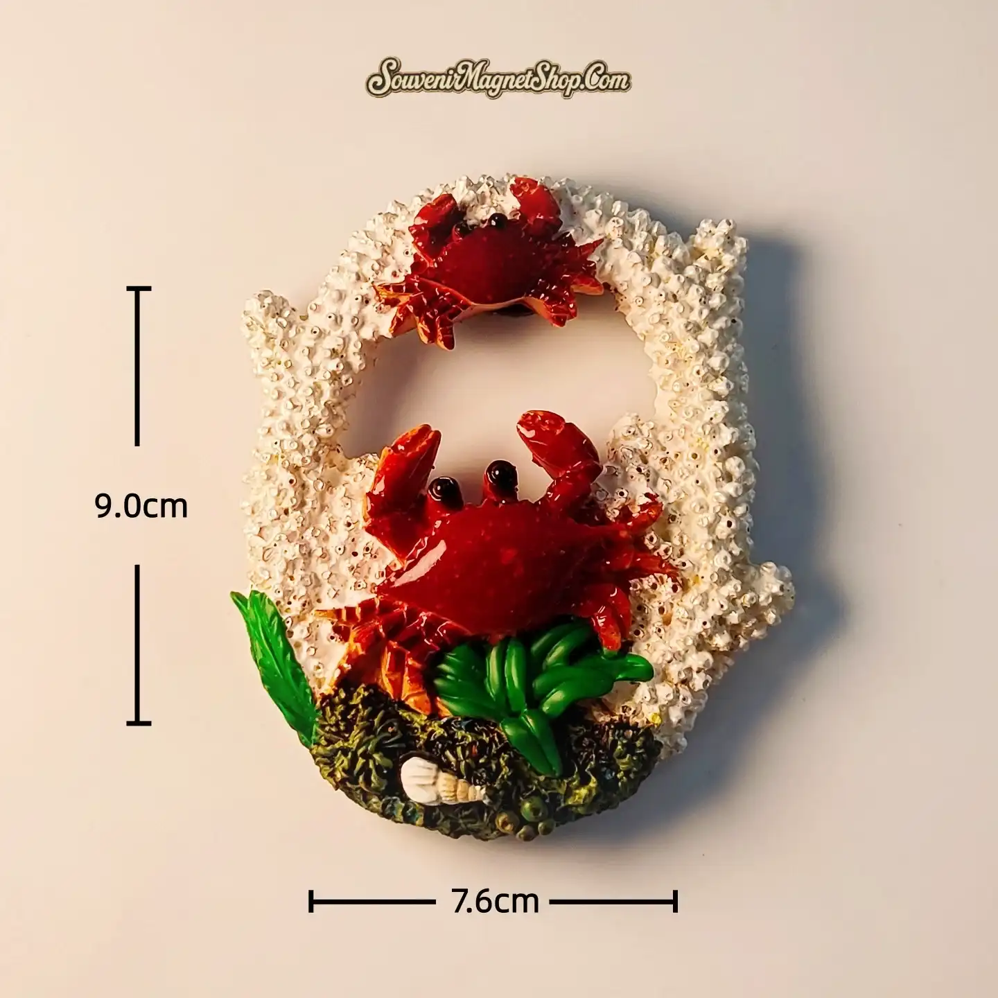 Red hollow coral reef crab souvenir fridge magnet