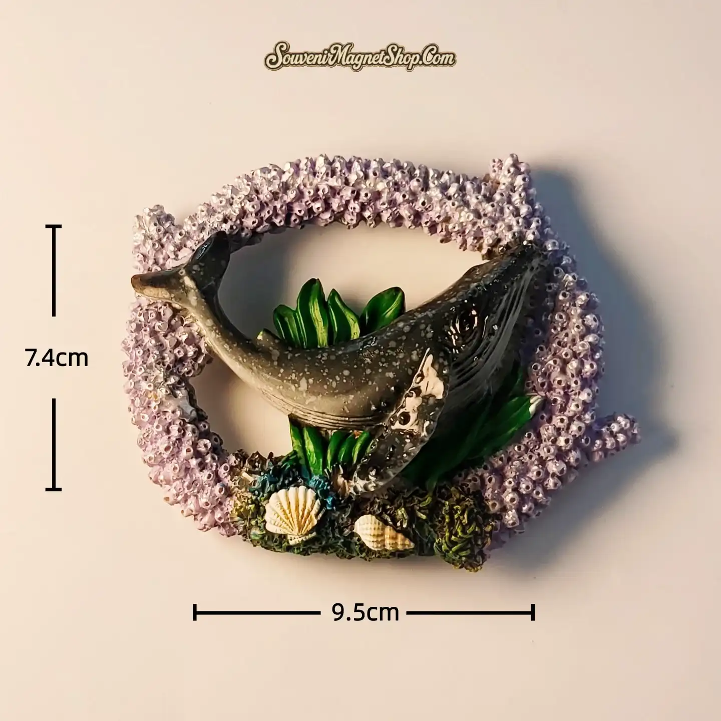Black hollow coral reef humpback whale souvenir fridge magnet