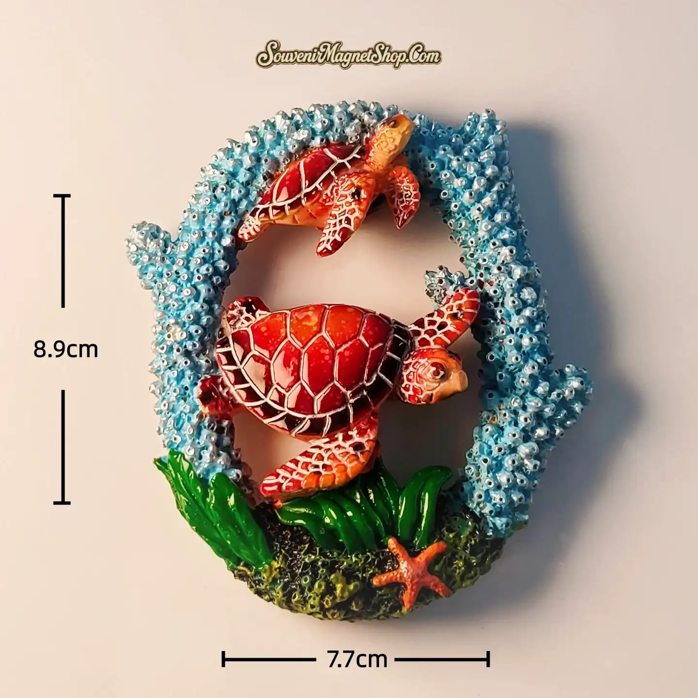 Watermelon red hollow coral reef sea turtle souvenir fridge magnet