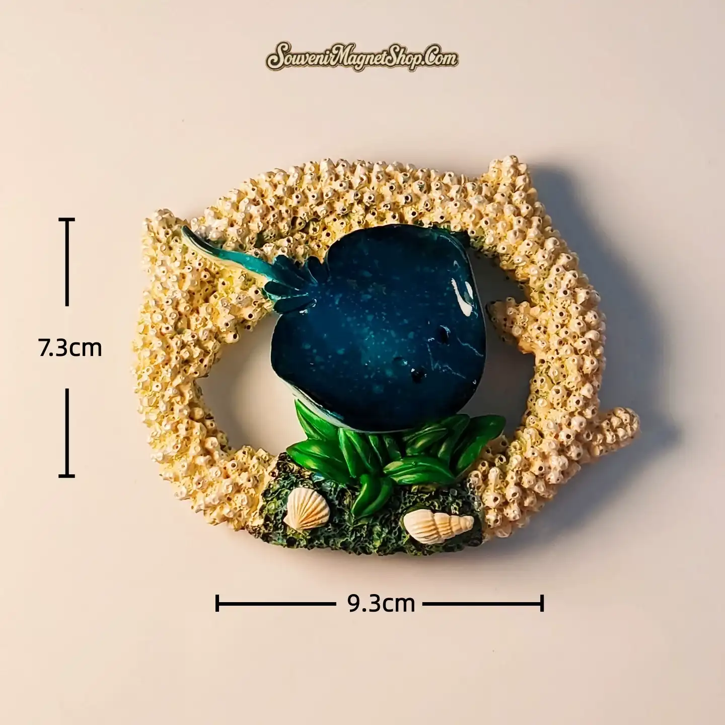 Peacock blue hollow coral reef stingray souvenir fridge magnet