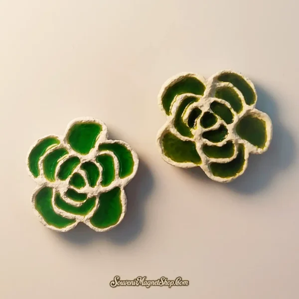 Two beautiful Qinghai Emerald Lake rose magnets, perfect travel gifts for collectors and culture lovers.