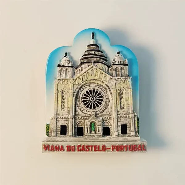 Detailed front view of the Viana do Castelo Sanctuary of Santa Luzia fridge magnet, showcasing its intricate facade and dome.