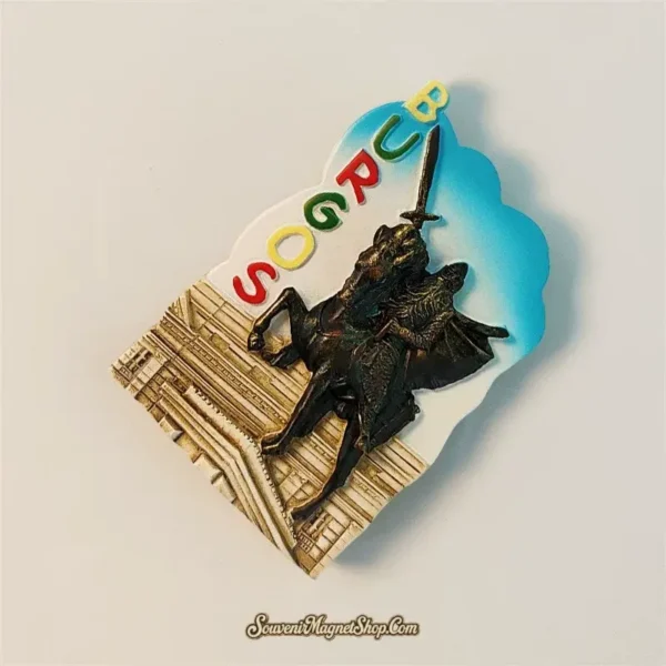 Burgos El Cid statue magnet, presented as a historical travel gift and collectible item.