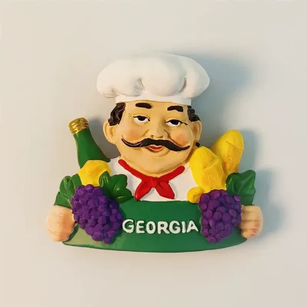 Front view of Georgia Chef Wine and Food Souvenir Fridge Magnet