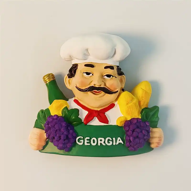 Front view of Georgia Chef Wine and Food Souvenir Fridge Magnet
