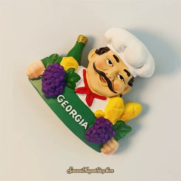 Close-up of Georgia Chef Wine and Food Travel Gift Magnet