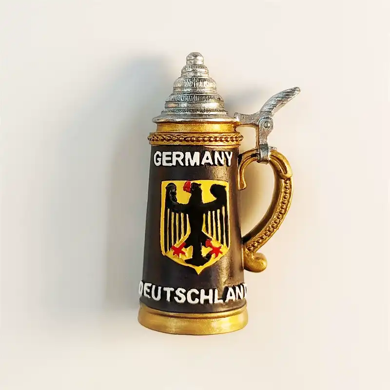 Germany beer stein souvenir fridge magnet front view with Bundesadler coat of arms and DEUTSCHLAND text