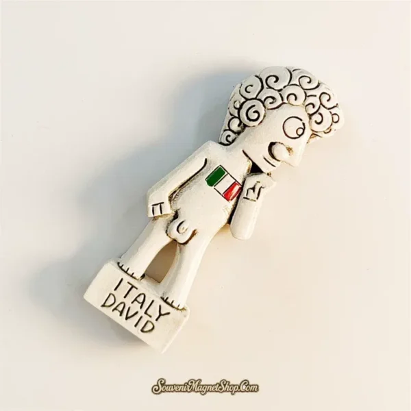Italy David fridge magnet angled view showing 3D resin depth and Italian flag detail