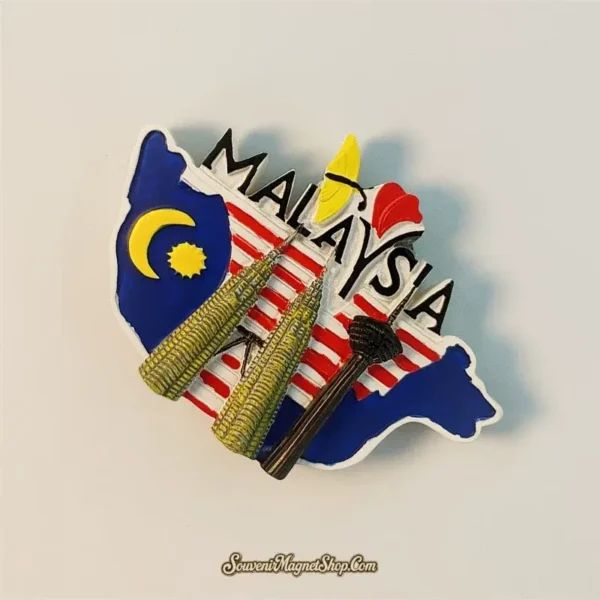 Kuala Lumpur Petronas Twin Towers and KL Tower Malaysian flag travel gift magnet