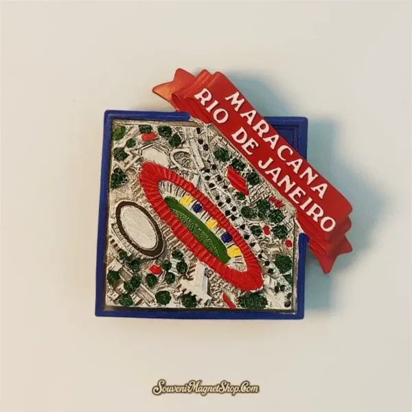 Unique Maracanã Stadium travel gift magnet, ideal for football fans and collectors, depicting Rio de Janeiro's legendary arena.