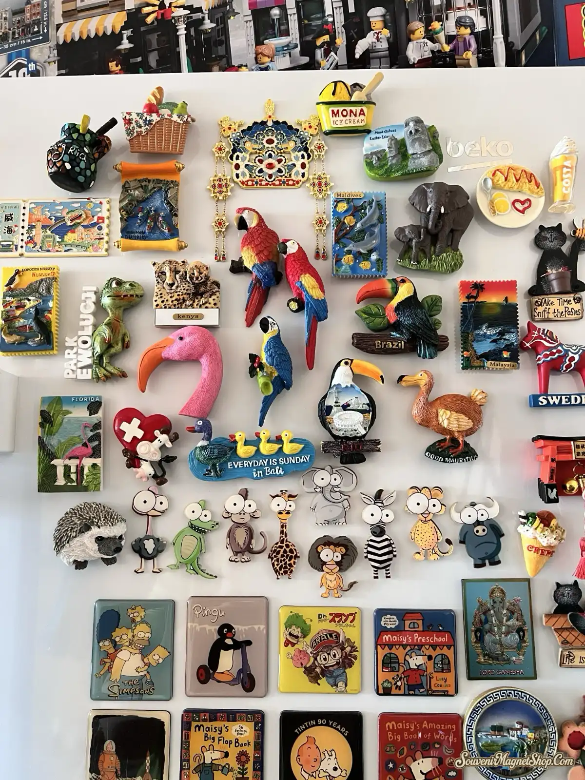 Customer review photo of Budapest dachshund magnet displayed on tray among other fridge magnets