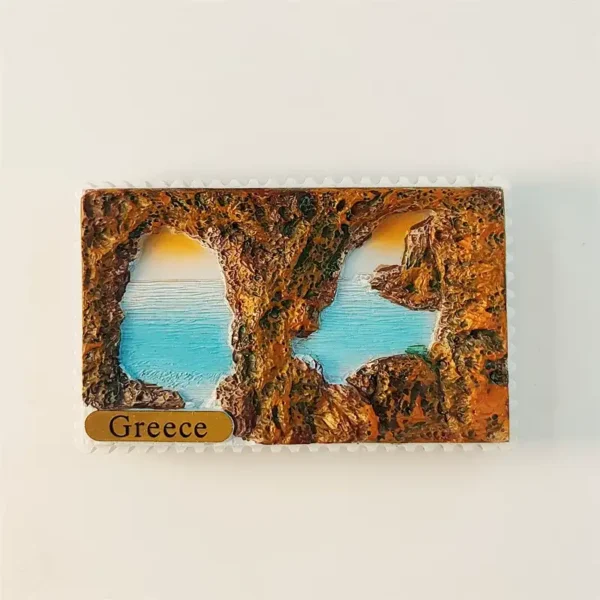 Greece Milos Kleftiko Beach 3D fridge magnet front view with sea cave arches and turquoise water