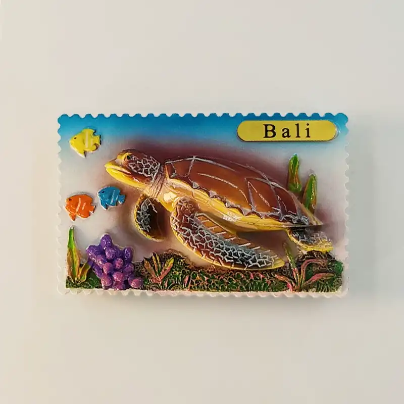 Indonesia Bali Sea Turtle Fridge Magnet - 3D Hand-Painted Tropical Ocean Souvenir