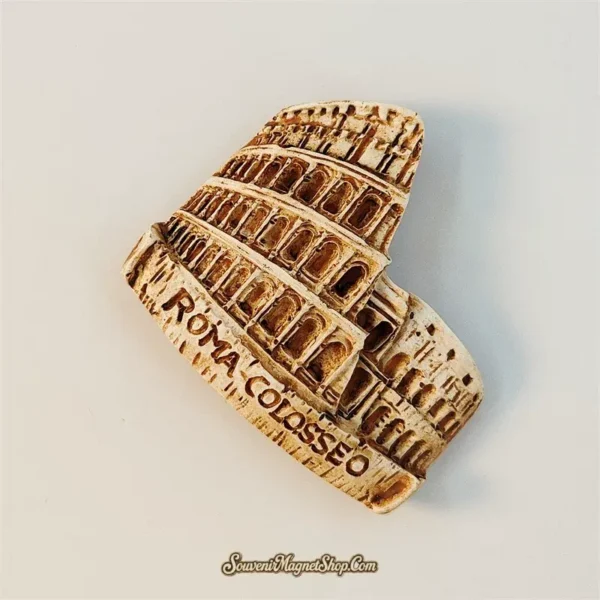 Italy Rome Colosseum fridge magnet angled side showing 3D arches and depth