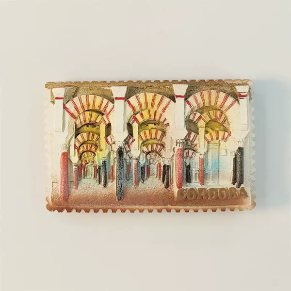 Spain Cordoba Mezquita fridge magnet front view with hand-painted 3D horseshoe arches