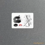 White fridge magnet with a black-and-white Voyager spacecraft photo and a labeled JPL technical diagram