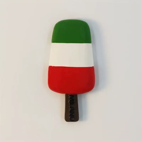 Italy Milan gelato fridge magnet with Italian flag colors, 3D ice cream souvenir